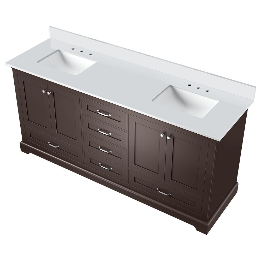 Lexora Home Dukes 72&quot; Double Bathroom Vanity in Espresso with 2 cm White Cultured Marble Top and Rectangular Sinks, , large