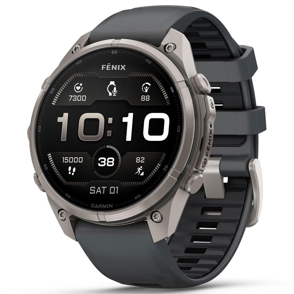 Garmin fenix 9 Pro Smartwatch 47mm Titanium with Graphite and Black Silicone Band, , large