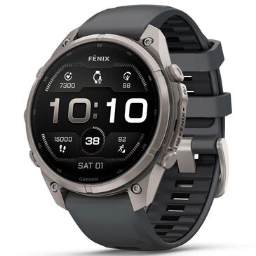 Garmin fenix 9 Pro Smartwatch 47mm Titanium with Graphite and Black Silicone Band, , large