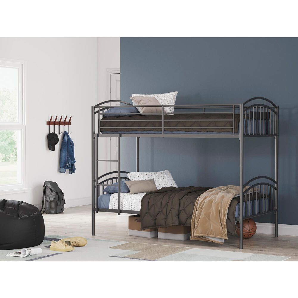 Ashley Lanceburg Twin over Twin Bunk Bed with Ladder in Gray, , large