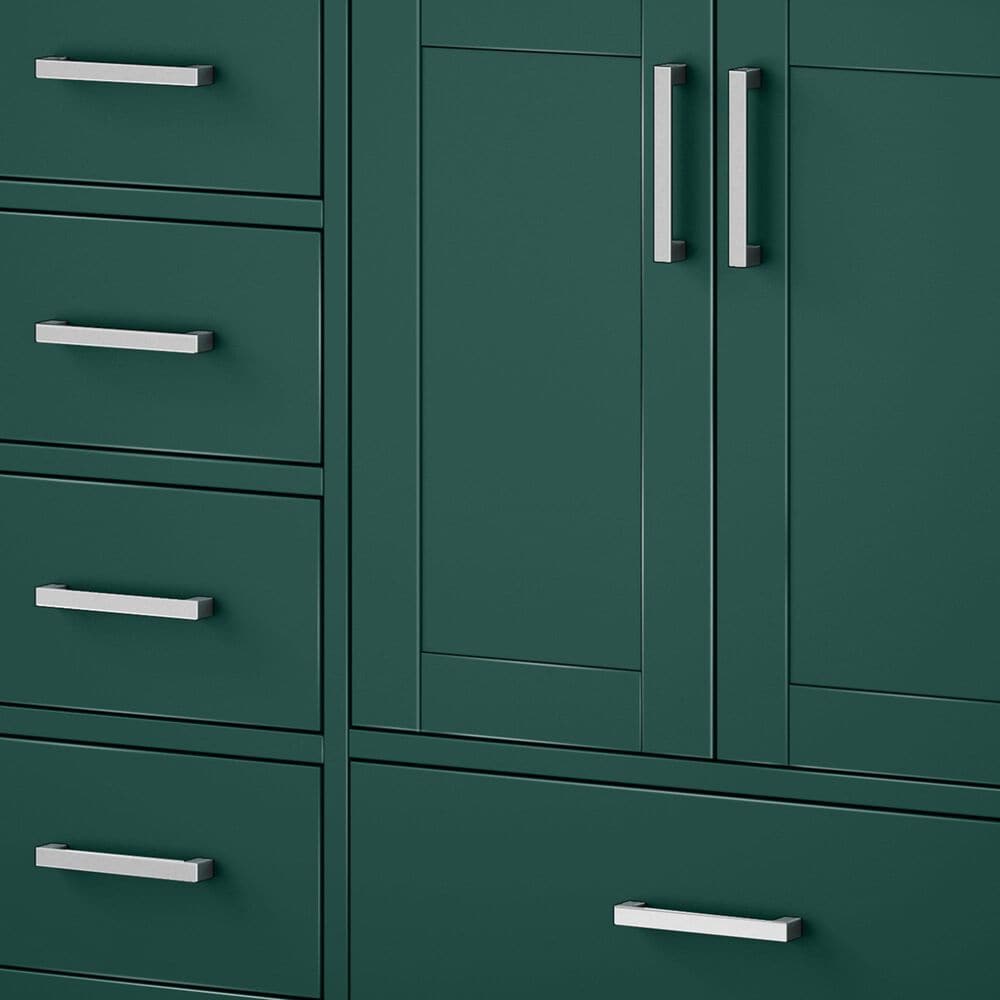 Lexora Home Jacques 60&quot; Double Bathroom Vanity in Green with 2 cm White Cultured Marble Top and Rectangular Sinks, , large