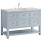 James Martin Vanities Breckenridge 48" Single Bathroom Vanity in Serenity Blue with 3 cm Eternal Jasmine Pearl Silestone Top, Rectangular Sink and FreePower Wireless Charger, , large