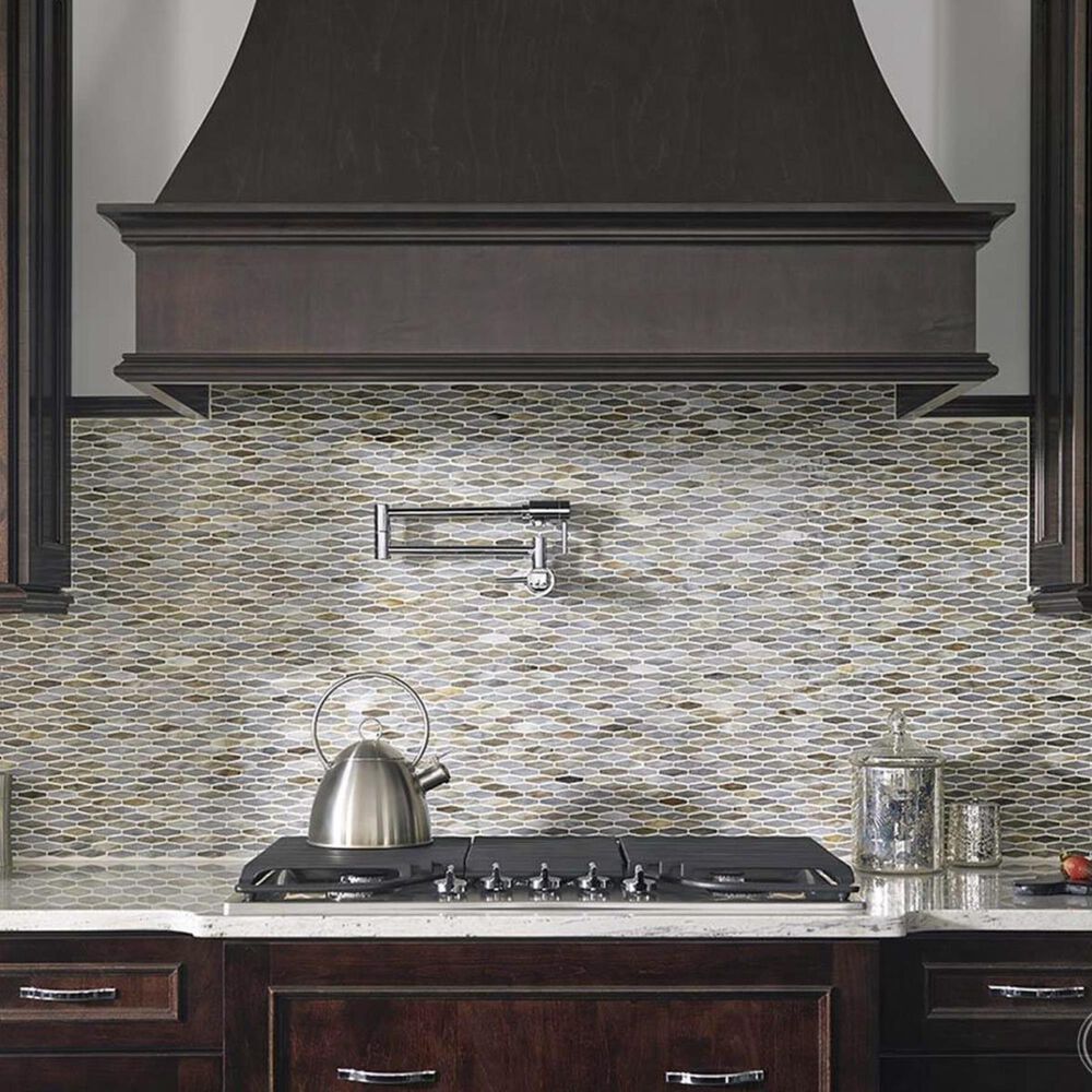 MS International Mochachino Taupe 12" x 12" Hexagon Glass Mosaic Sheet, , large