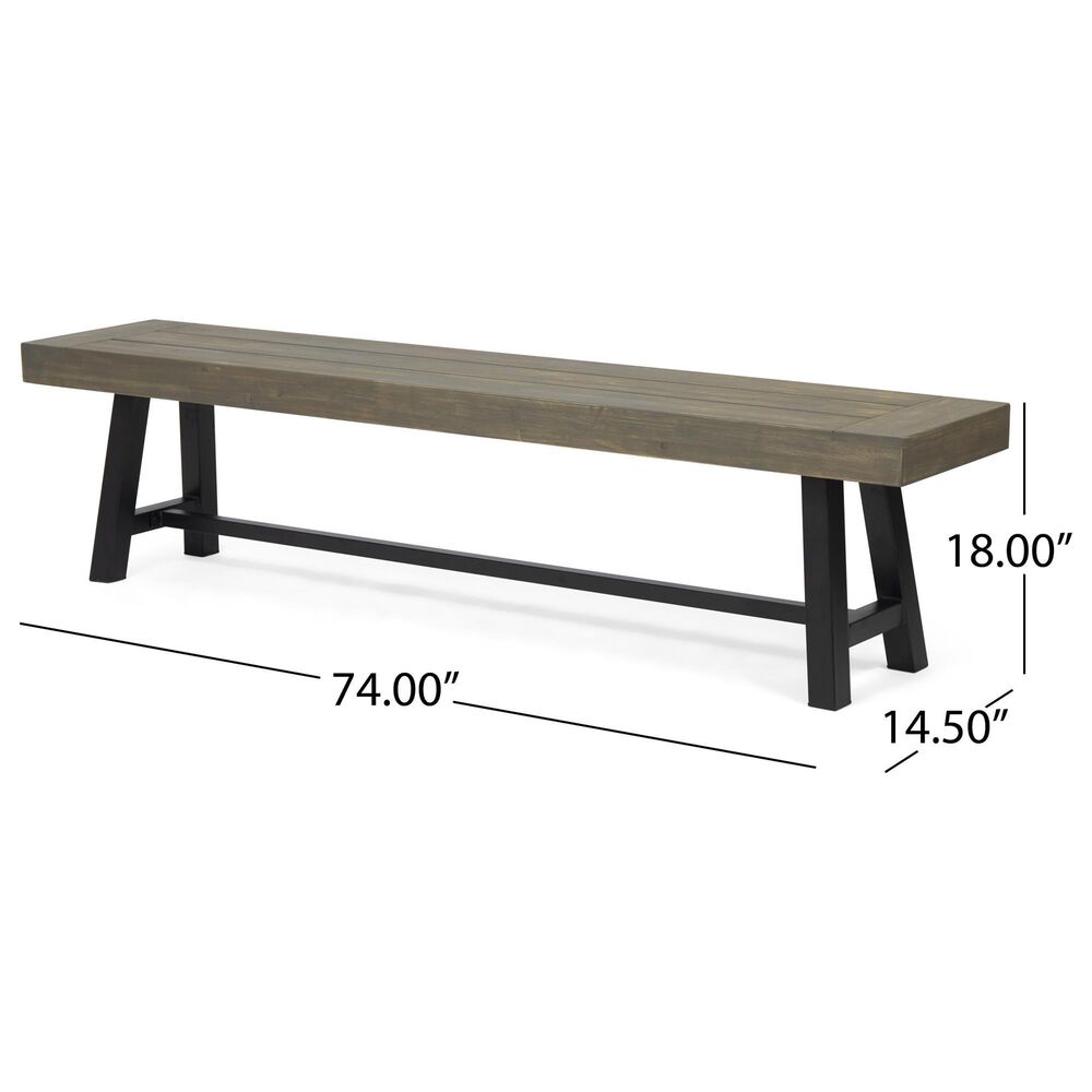 Noble House Lyons 7-Piece Dining Set in Black and Gray, , large