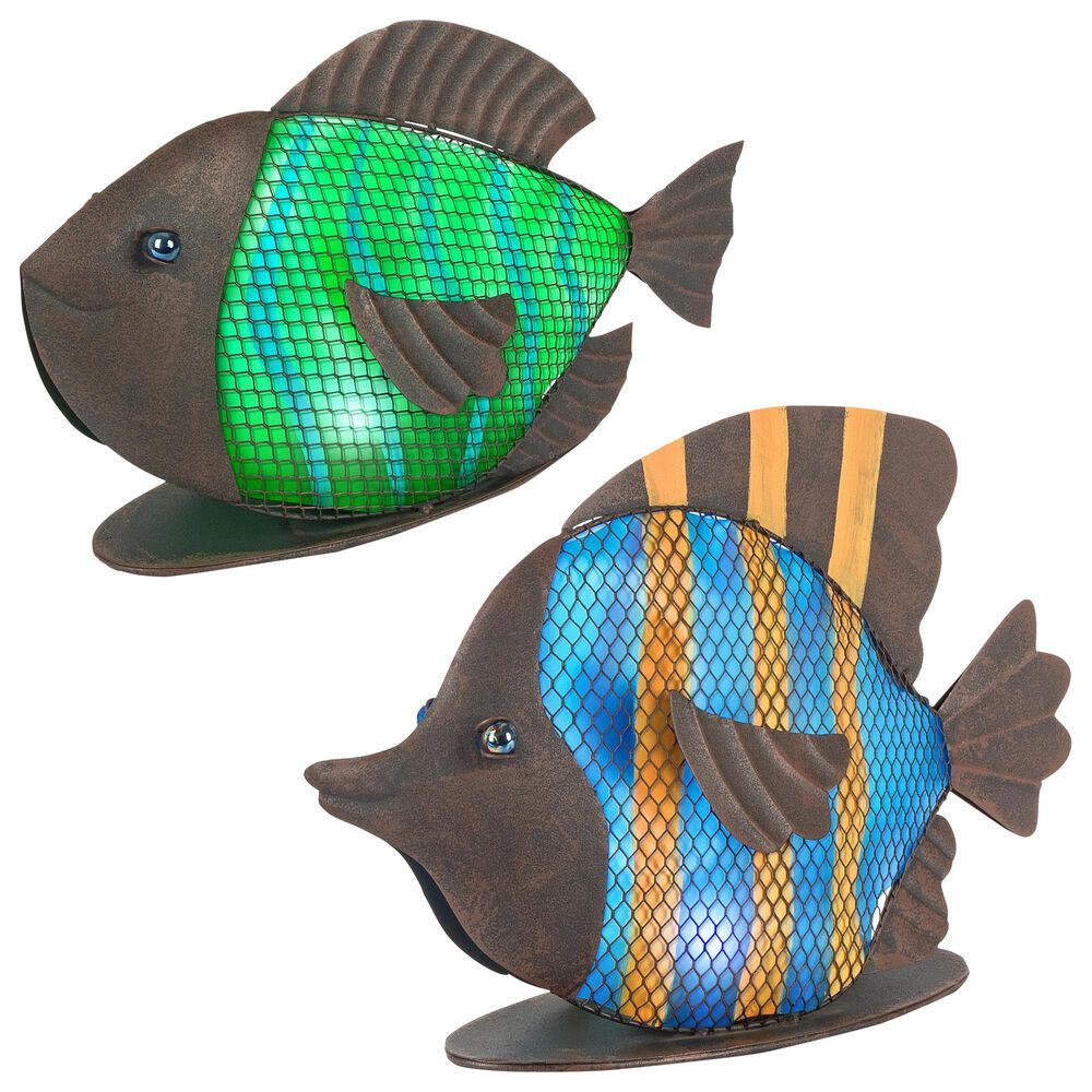 The Gerson Company 11" Solar Meadow Fish in Brown, Blue and Green, , large