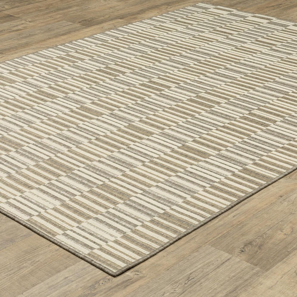ROW by Oriental Weavers Zarina ZAR10 Beige and Ivory 6'7" x 9'2" Indoor/Outdoor Area Rug, , large