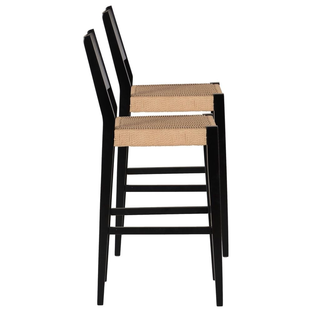 Linon Home Decor Cadence Bar Stool in Matte Black and Natural (Set of 2), , large