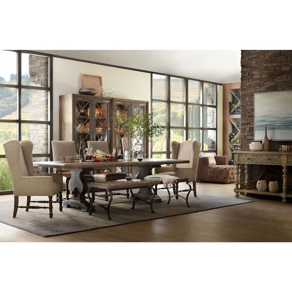 Hooker Furniture Hill Country Side Chair with Brown and Beige Cushion in Anthracite Black &#40;Set of 2&#41;, , large