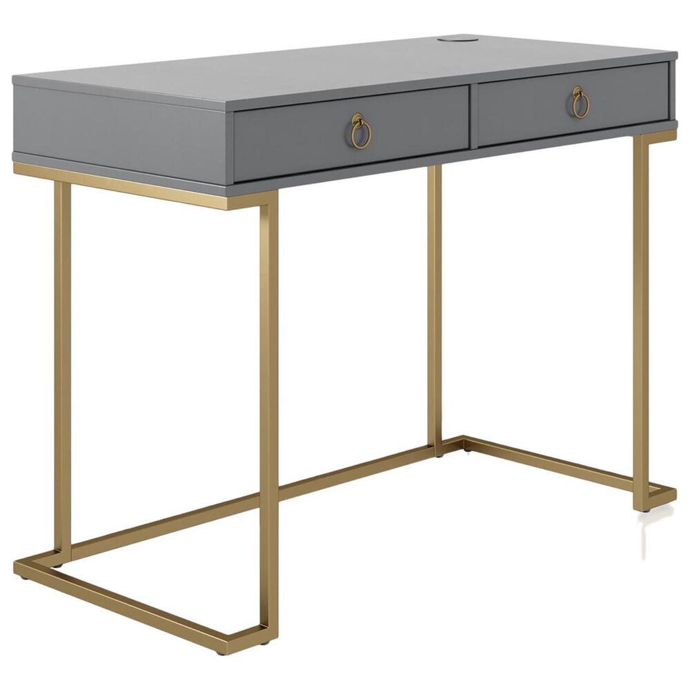 CosmoLiving by Cosmopolitan CosmoLiving Camila Writing Desk in Graphite Gray and Gold, , large