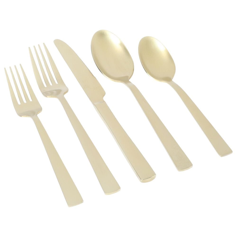 Gibson Overseas, Inc Earlston 20-Piece Flatware Set in Champagne Gold, , large