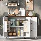 HOMLUX 55" Farmhouse Kitchen Island with Power Outlet in White, , large