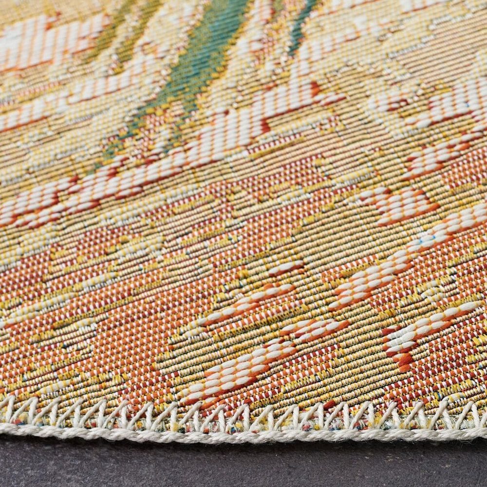Safavieh Barbados Tropical Beach BAR560 6&#39;6&quot; Round Gold and Blue Indoor/Outdoor Area Rug, , large