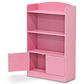 HOMLUX 4-Tier Bookshelf with 2-Door Storage Cabinet in Pink, , large