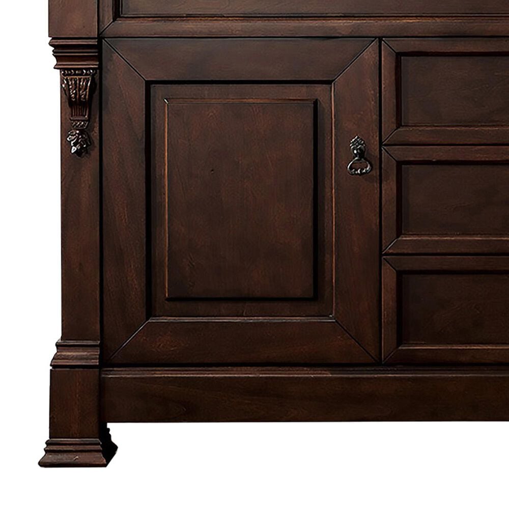 James Martin Vanities Brookfield 60&quot; Double Bathroom Vanity in Burnished Mahogany with 3 cm Eternal Jasmine Pearl Quartz Top and Rectangle Sinks, , large