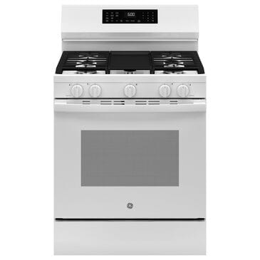 GE Appliances 30" Freestanding Gas Convection Range in White, , large