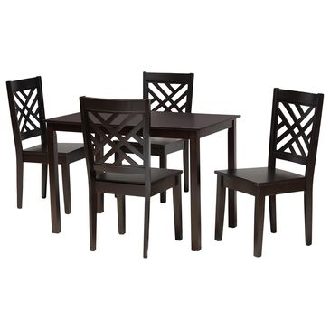 Baxton Studio Ani 5-Piece Dining Set in Dark Brown, , large