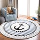 Safavieh Carousel 3" Round Ivory and Navy Kids  Area Rug, , large