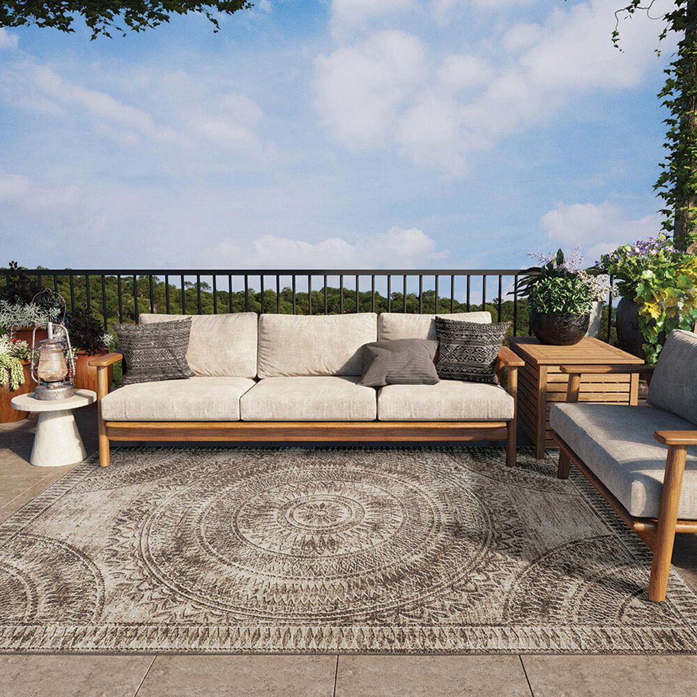 Dalyn Rug Company Sedona Oriental 3&#39; x 5&#39; Taupe Indoor/Outdoor Area Performance Rug, , large