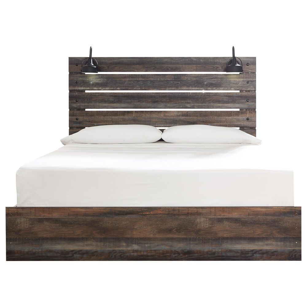 Ashley Drystan 3-Piece Queen Panel Bedroom Set in Brown Rustic, Burnt Orange and Teal, , large