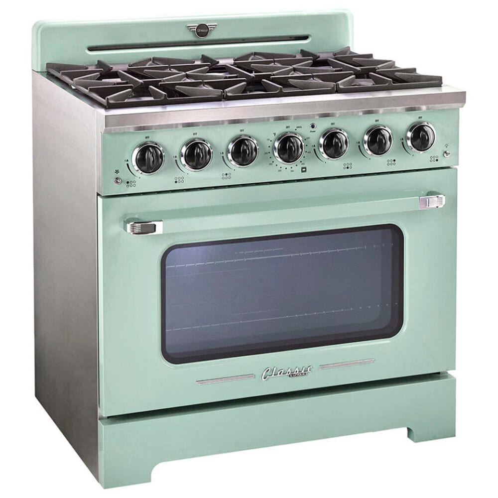 Unique Appliances Classic Retro 36" Pro Convection Gas Range in Summer Mint Green, , large