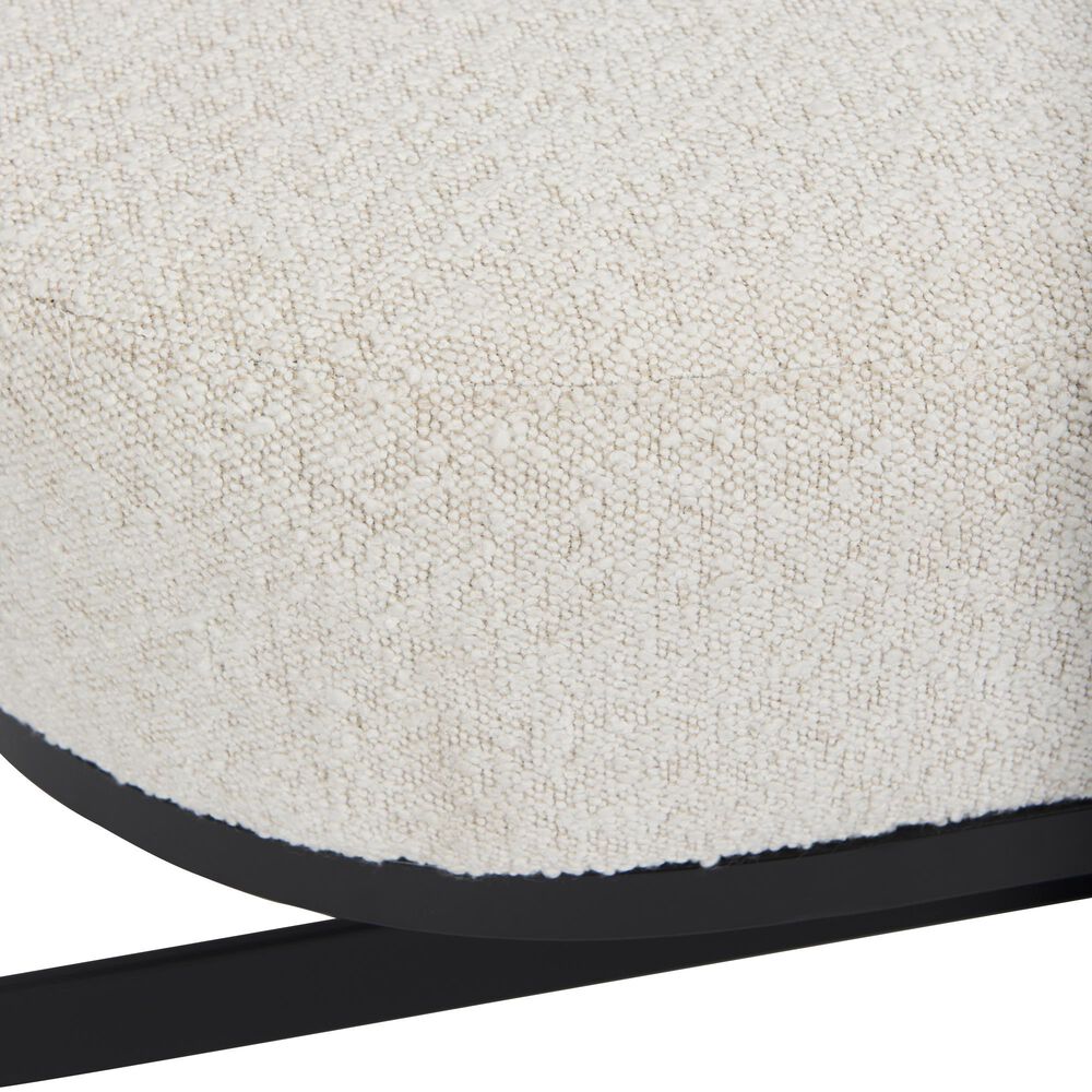 Mercana Amelia Upholstered Bench with Cream Boucle Cushion Seat in Black, , large