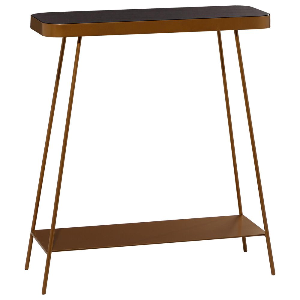Uma Enterprises Metal Console Table Black and Polished Gold , , large