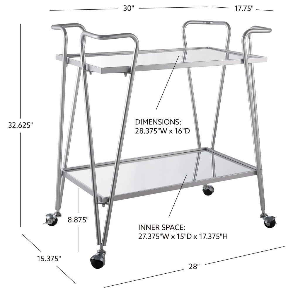 Linon Home Decor Mid-Century Bar Cart in Silver, , large