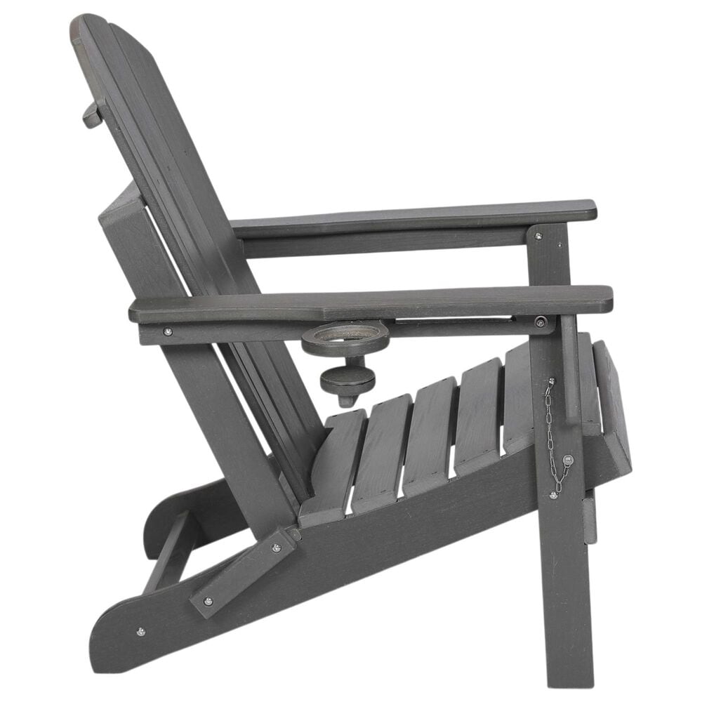 Hearth and Haven 34" Outdoor Folding Adirondack Chair with Cup Holder in Gray, , large