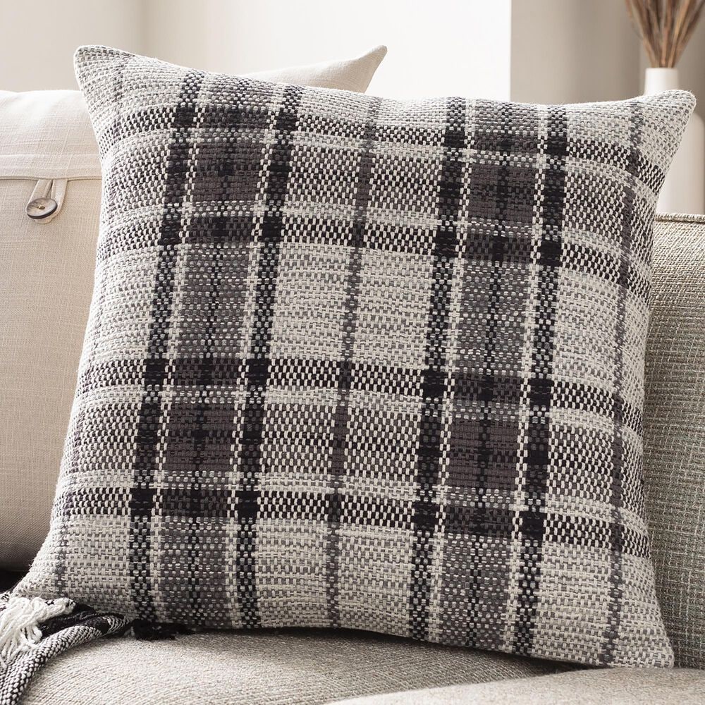 Surya Inc Jacobean 20" Toss Pillow in Gray/Black/Ivory, , large