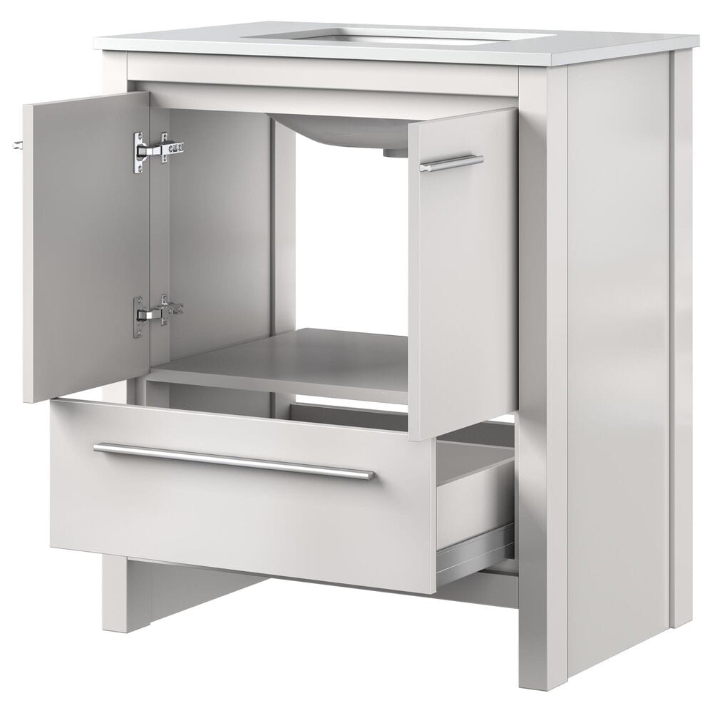 Lexora Home Lafarre 30&quot; Single Bathroom Vanity in White with 2 cm White Quartz Top and Rectangular Sink, , large