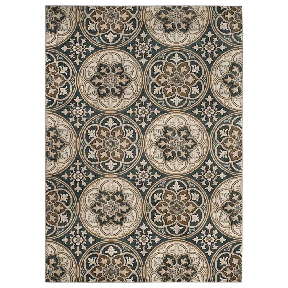 Safavieh Lyndhurst 9" x 12" Slate Blue and Beige Area Rug, , large