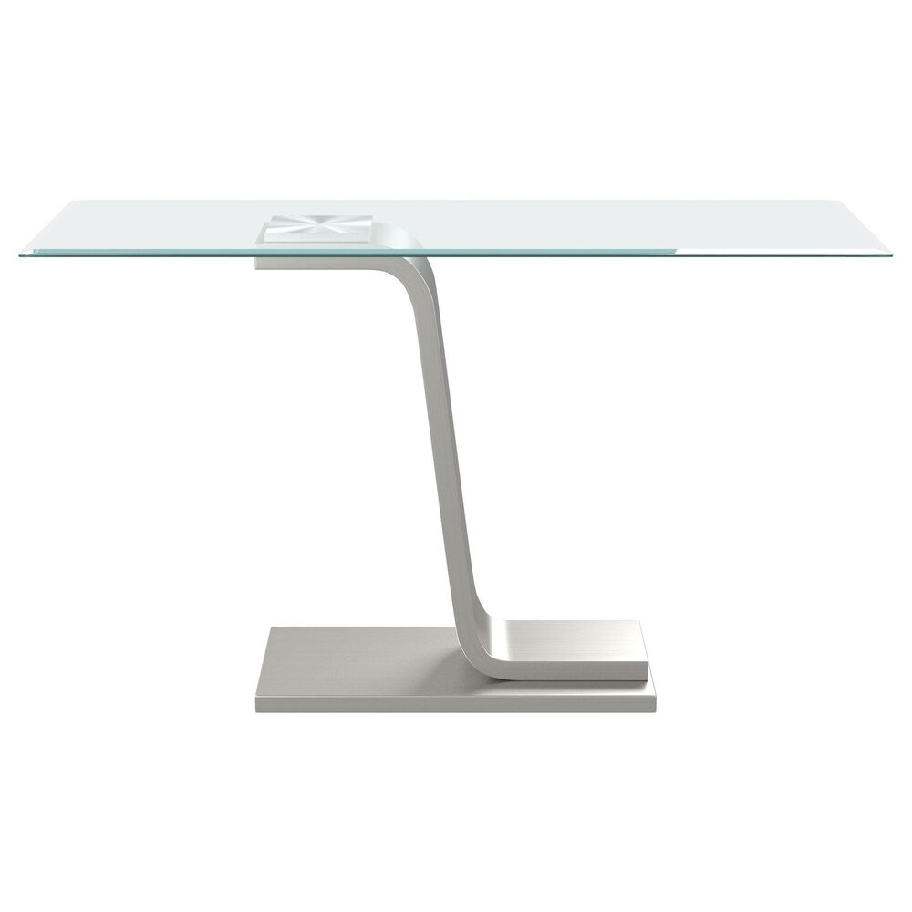 Furniture of America Lynn Console Table in Satin Plated and Clear, , large