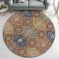 Dalyn Rug Company Silk Road Paprika, Copper, Gold, Sage, Navy and Copper 8" Round Area Rug, , large