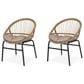 Hearth and Haven Edgar Outdoor Dining Chair with Beige Cushions in Brown (Set of 2), , large