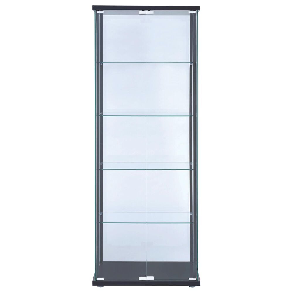 Pacific Landing 5-Shelf Glass Curio Cabinet in Black and Clear