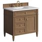 James Martin Brittany 36" Single Bathroom Vanity in Pecan with 3 cm White Zeus Silestone Top and Rectangular Sink, , large