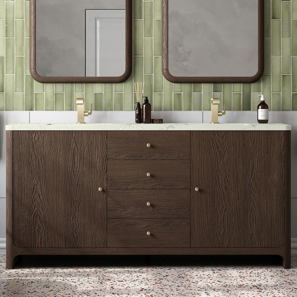 James Martin Vanities Gracyn 72&quot; Double Bathroom Vanity in Sable with 3 cm Victorian Silver Quartz Top and Rectangular Sinks, , large
