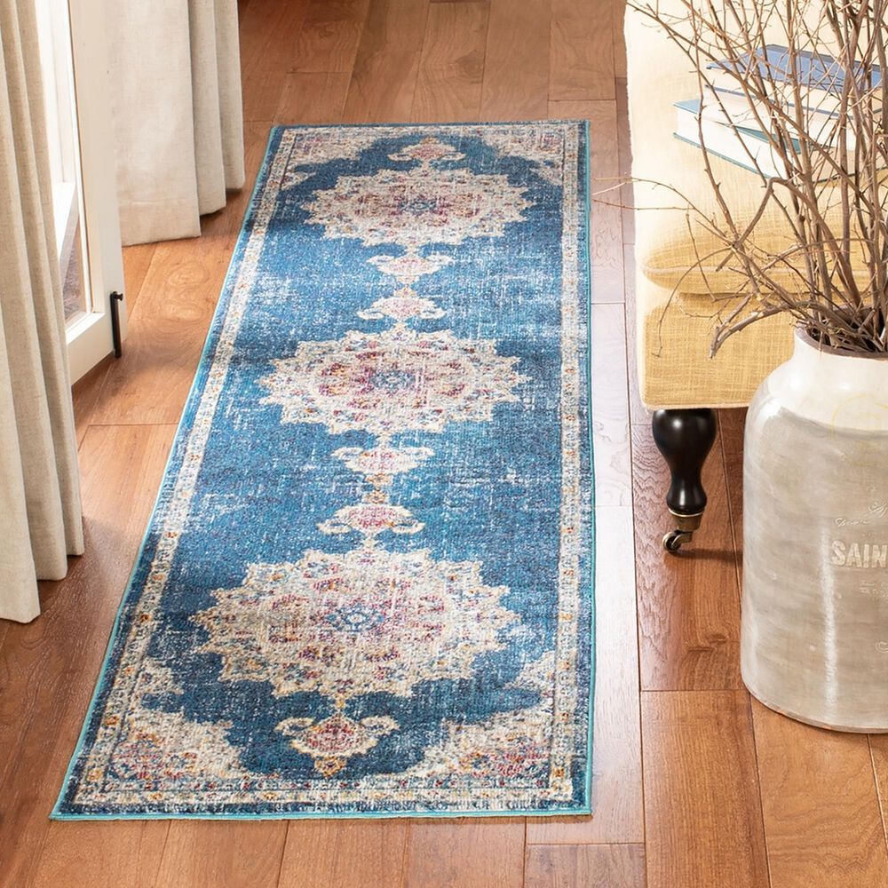 Safavieh Aria ARA103N 2&#39; x 8&#39; Blue and Ivory Runner, , large