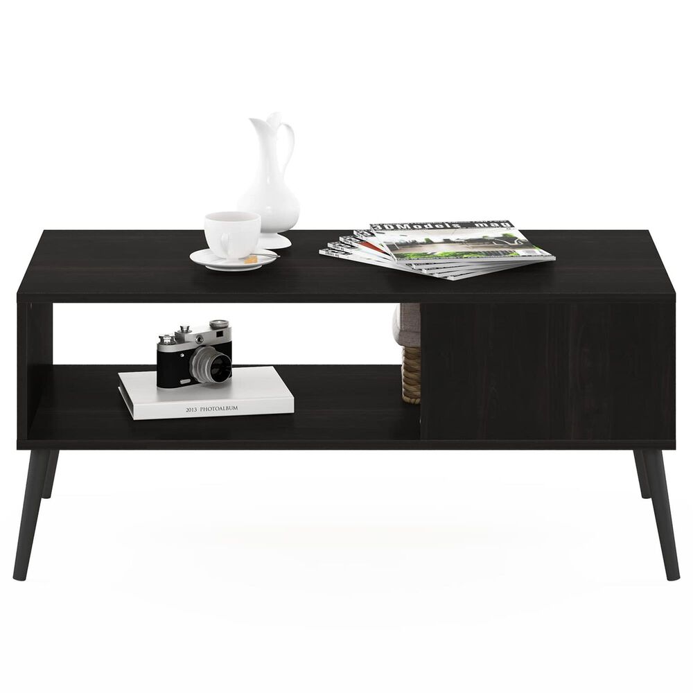 HOMLUX 2-Tier Mid-Century Modern Coffee Table in Espresso, , large