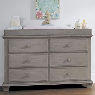 Oxford Baby Kenilworth 6 Drawer Dresser and Changing Topper in Stone Wash, , large