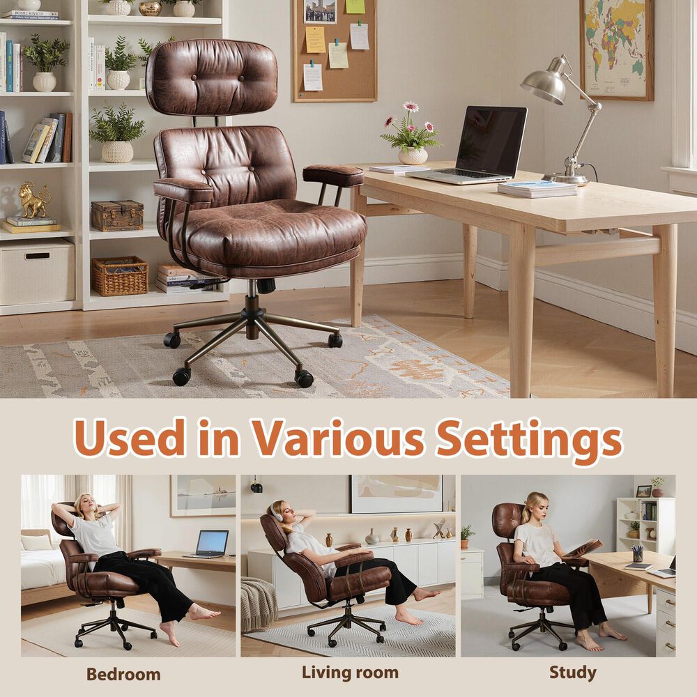 HOMLUX High Back Executive Office Chair with Suede Leather in Dark Brown, , large