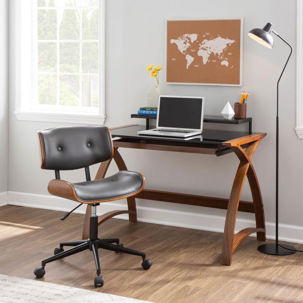 Lumisource Lombardi Desk Chair with Grey Cushion in Walnut and Black, , large