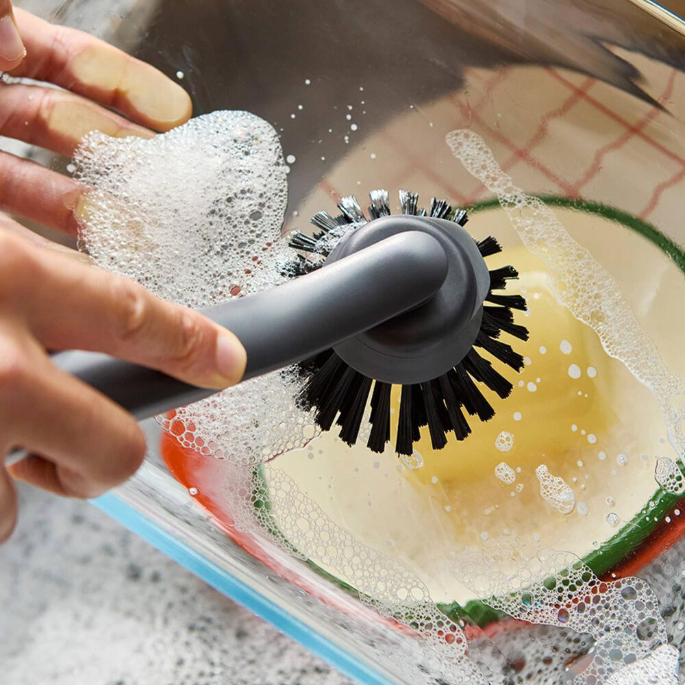 Joseph Joseph SinkTech Soap Dispensing Washing Up Brush with Steel Stand in Clear and Black, , large