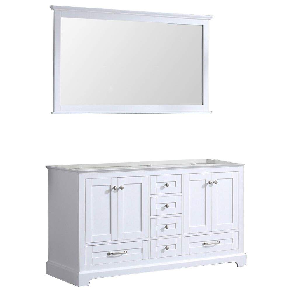 Lexora Home Dukes 60" Double Bathroom Vanity and Mirror in White, , large