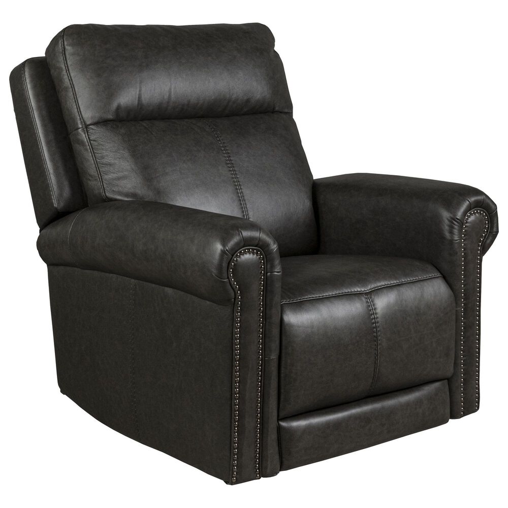 Flexsteel Alexander Power Leather Recliner in Weathered Stone, , large