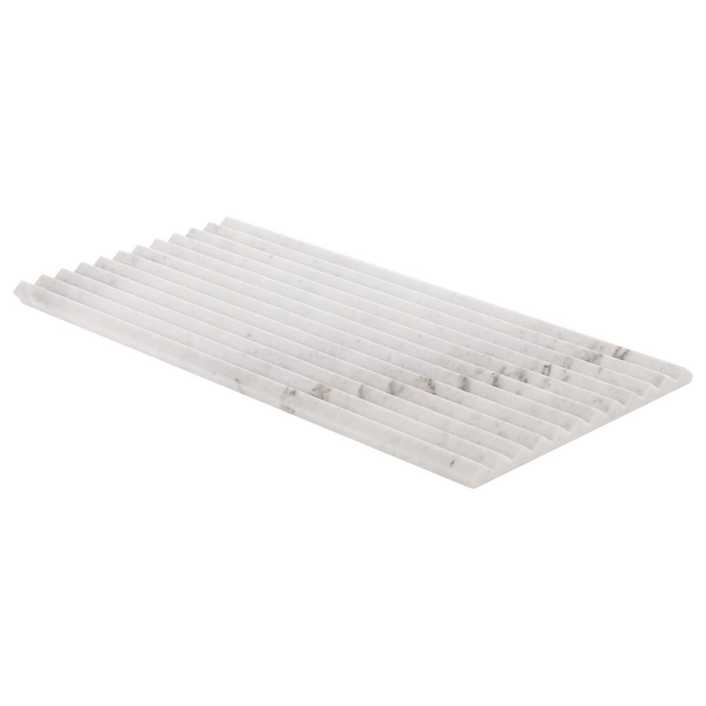 Soho Studio Carver Fluted Alaska White 12" x 24" Honed Marble Tile, , large