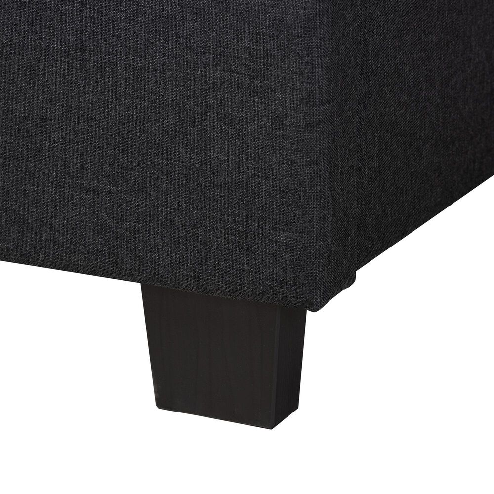 Baxton Studio Ansa Twin Panel Bed with Dark Grey Upholstered in Black, , large