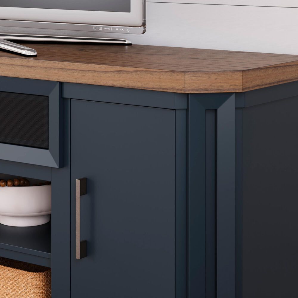 Ashley Landocken 84&quot; Extra Large TV Stand in Light Brown and Dark Sate Blue, , large