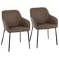 LumiSource Daniella Arm Chair with Espresso Faux Leather Cushion in Black (Set of 2), , large
