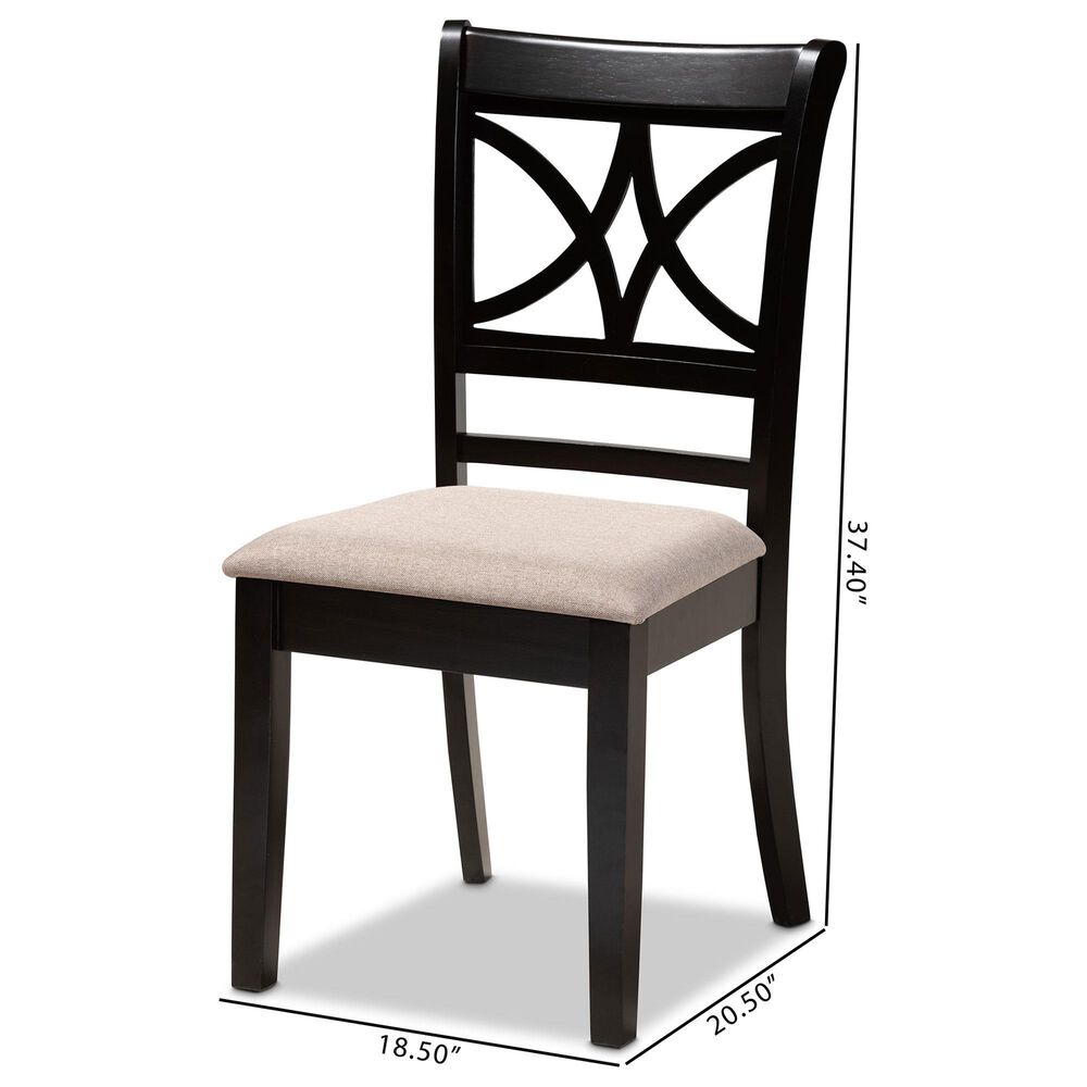 Baxton Studio Clarke Side Chair with Sand Cushion in Espresso Brown (Set of 4), , large